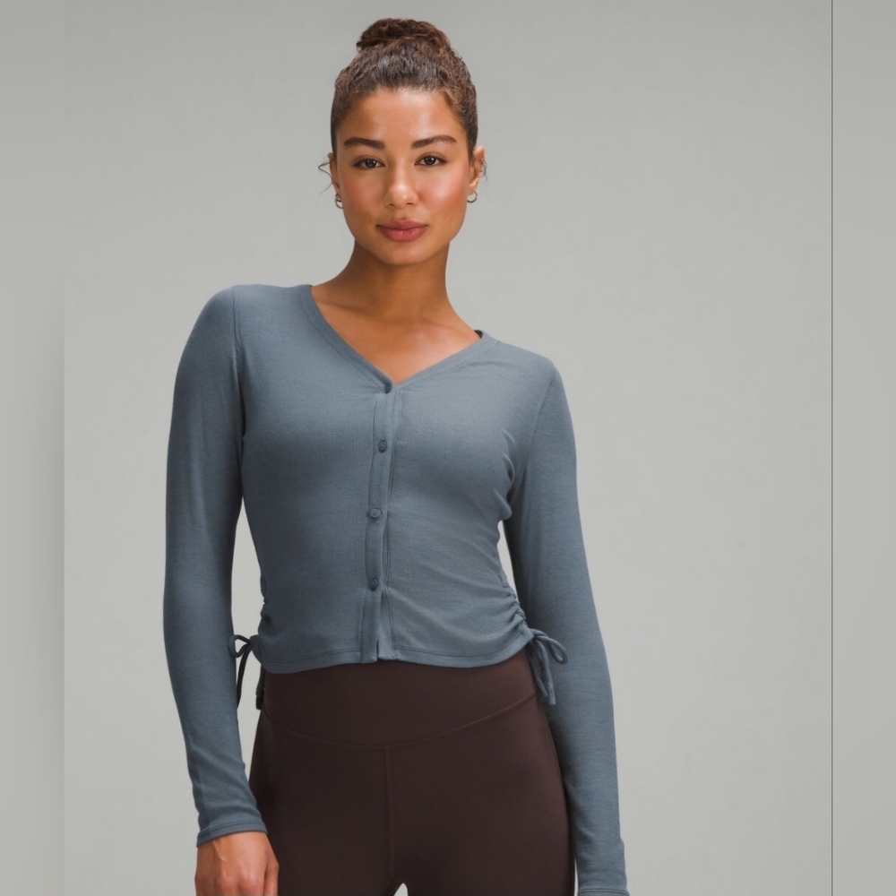 Lululemon Side-Cinch Ribbed Cardigan iron blue size 6